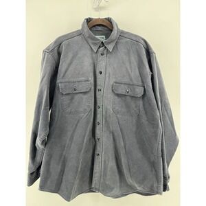Vintage Woolrich Shirt Men's XL Navy Gray Chamois Flannel Button Up USA Outdoors